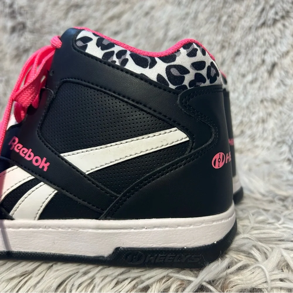 Reebok X Heelys High Top‎ Shoe Youth 4 Womens 6 Black Pink Leopard NO WHEELS
